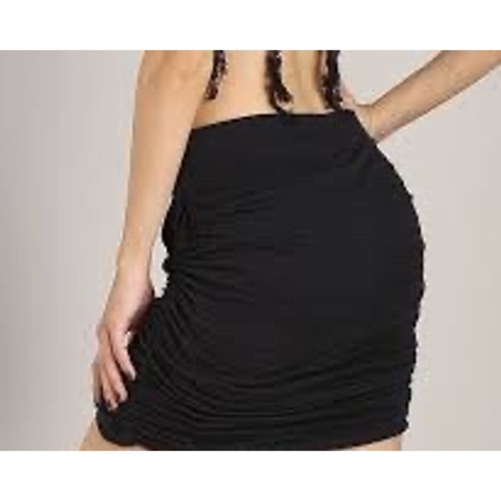 Free People Ruched Seamless Tube Mini Skirt Black Size S Bodycon Stretch Skirt